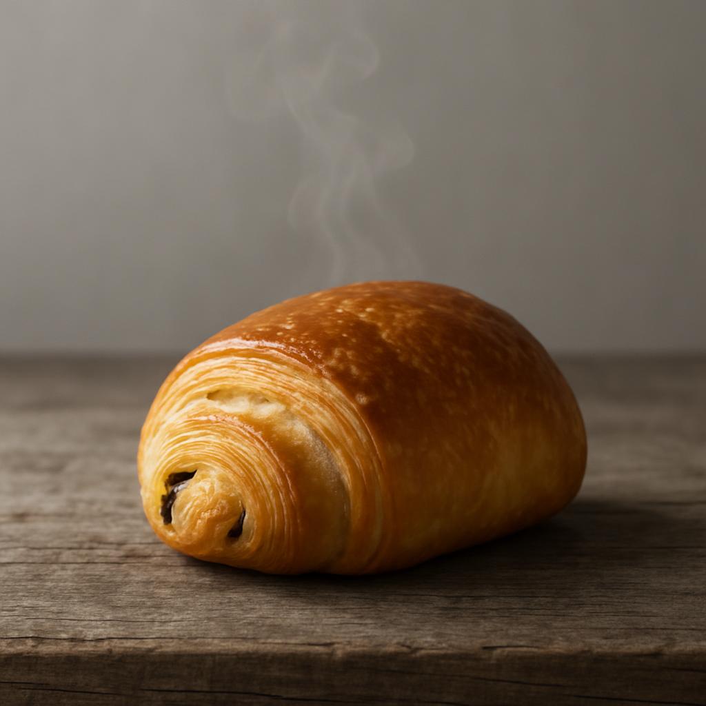 A pain au chocolat is a type of French pastry that consists of a flaky, buttery dough wrapped around a rich and creamy cho...